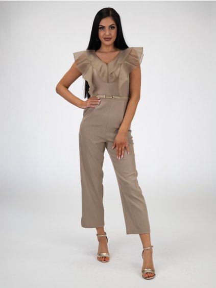 Béžový overál s volánikom