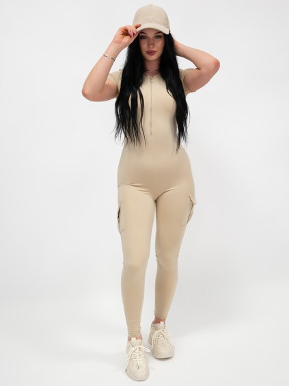 Béžový overal so zipsom