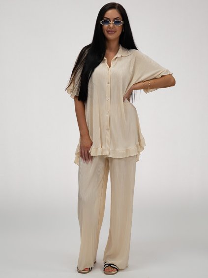 Béžový vrúbkovaný komplet