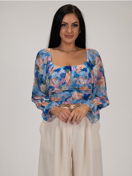 Modrý kvetinkový top