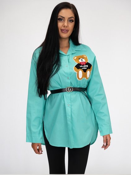 Mentolová košeľa s medvedíkom