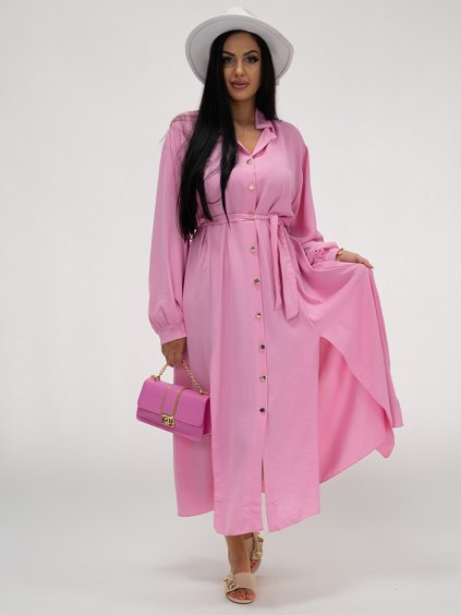 Ružové košeľové šaty