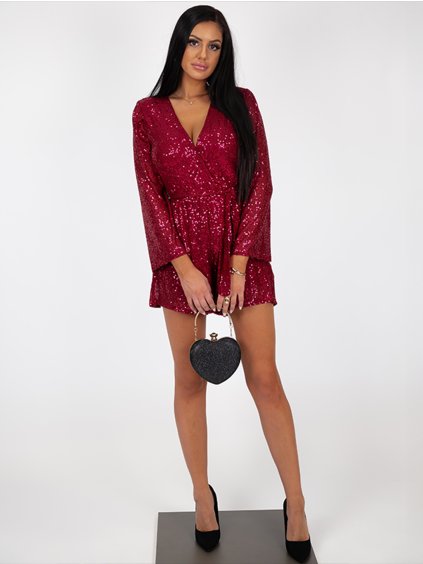 Trblietavý červený overal