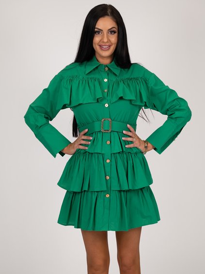 Zelené šaty s opaskom