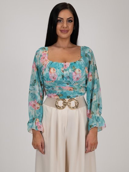 Zelený kvetinový top