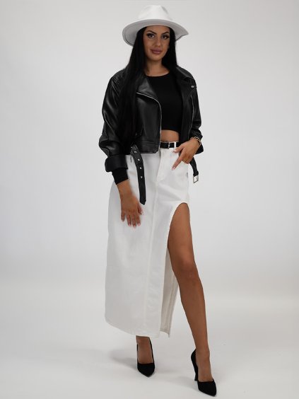 Biela rifľová sukňa