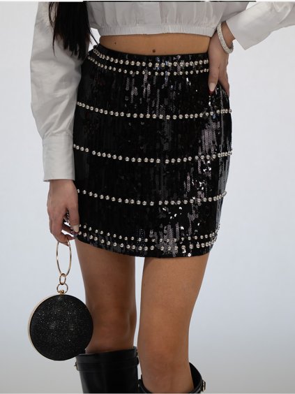 Čierna mini sukňa s flitrami