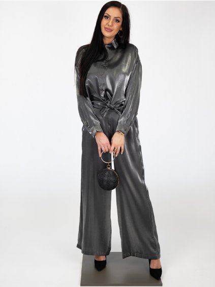 Elegantný šedý lesklý komplet