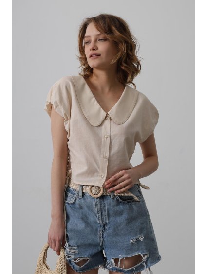 Béžová blúzka s golierom