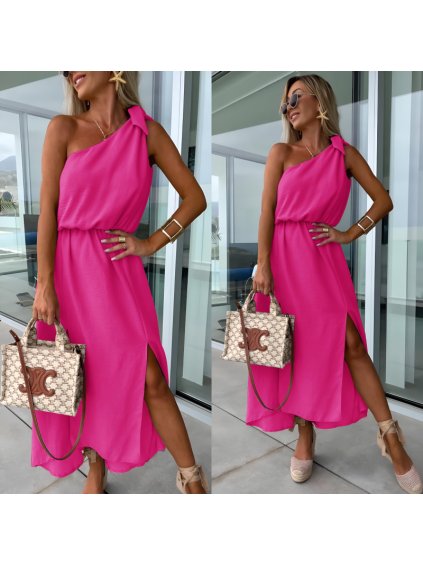 Asymetrické šaty ružové