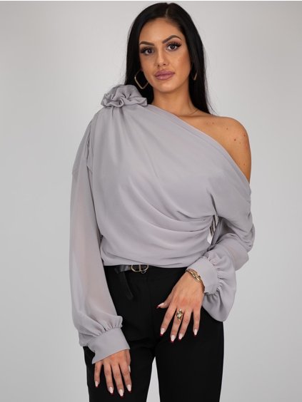 Sivá asymetrická blúzka