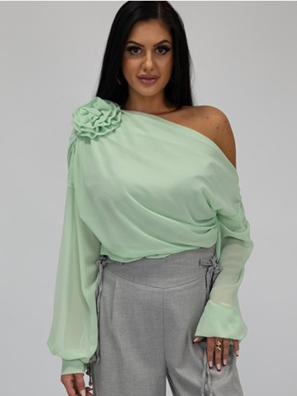 Zelená asymetrická blúzka