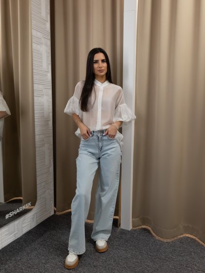 Blúzka s balónovými rukávmi biela