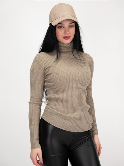 Rebrovaný béžový rolák