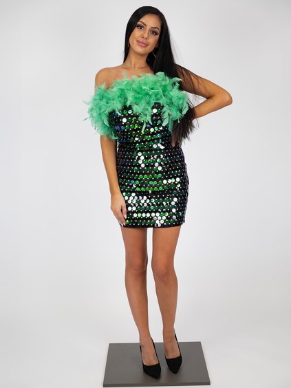 Flitrované šaty s pierkami