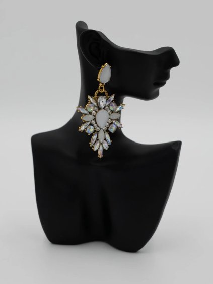 Zlaté visiace náušnice s kameňmi