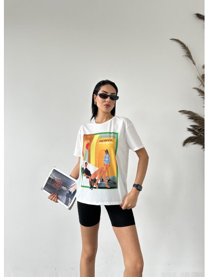 Biele tričko s retro potlačou