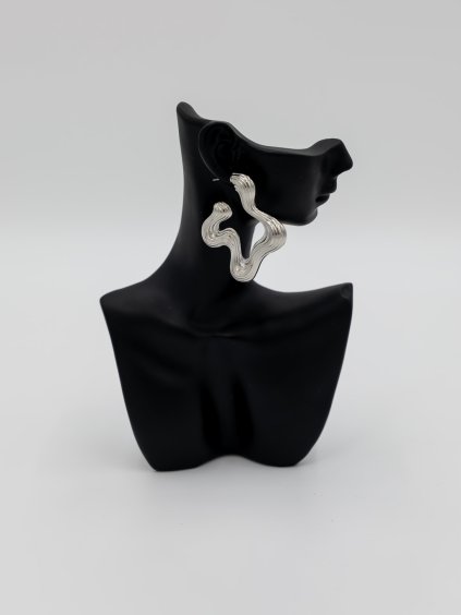 Strieborné abstraktné náušnice