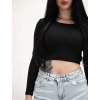 Čierny crop top s dlhým rukávom