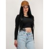 Čierny crop top s dlhým rukávom