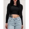 Čierny crop top s dlhým rukávom