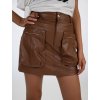 Krátka hnedá koženková sukňa