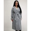 Sivý dlhý kabát s opaskom