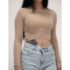 Béžový crop top s dlhým rukávom
