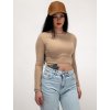 Béžový crop top s dlhým rukávom