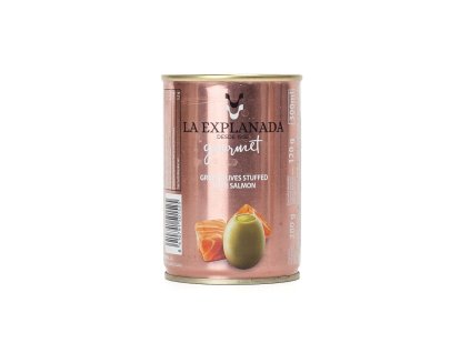 Olivy zelené plnené losos/pomaranč. pastou 280g