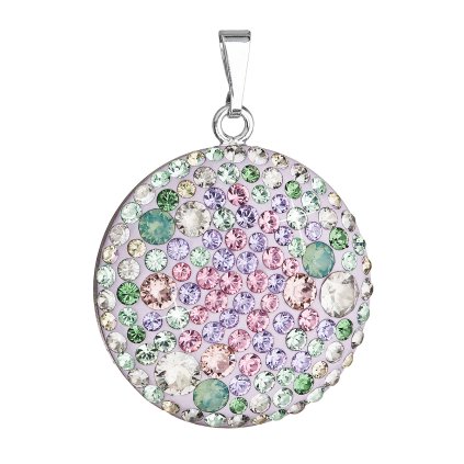 17309 strieborný prívesok s kryštálmi swarovski mix farieb fialova zelena ružová guľaty 34131 3 sakura