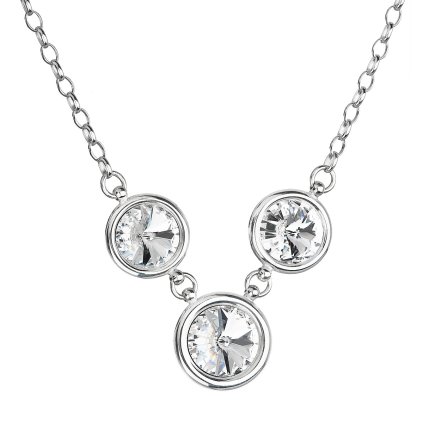 Strieborný náhrdelník s kryštálmi Swarovski biely 32016.1 crystal