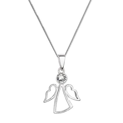 Strieborný náhrdelník anjel so Swarovski kryštálom biely 32082.1 crystal