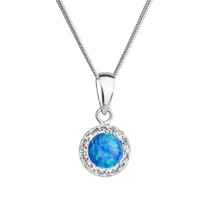 Náhrdelník so syntetickým opálom a kryštálmi Preciosa modrý okrúhly 32083.1 blue