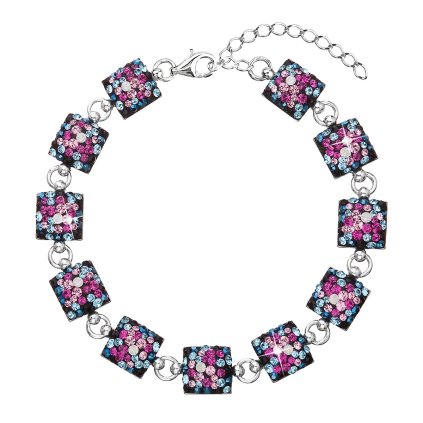 Strieborný náramok so Swarovski krištáľmi mix farieb 33047.4 galaxy