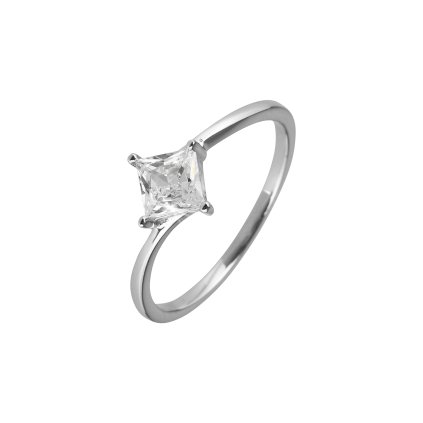 Strieborný prsteň so zirkónom štvorec biely 15006.1 crystal