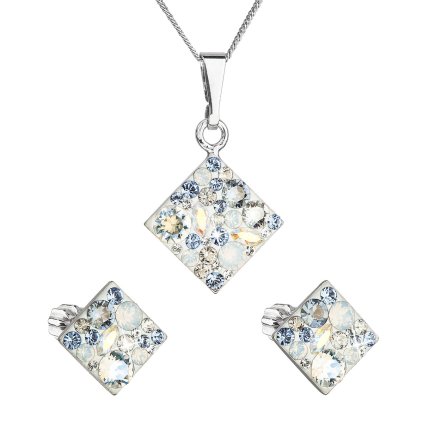 Sada šperkov s krištáľmi Swarovski náušnice a prívesok mix farieb kosoštvorec 39126.3 light sapphire