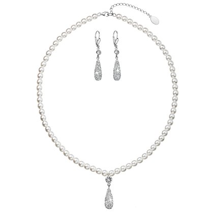 17171 sada šperku so syntetickými perlami a kryštálmi swarovski nausnice a prívesok bila slza 39121 1