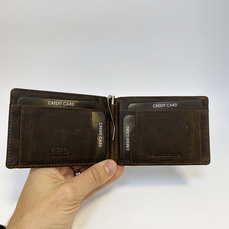 Kožená peněženka DOLAROVKA s monogramem – malá a praktická