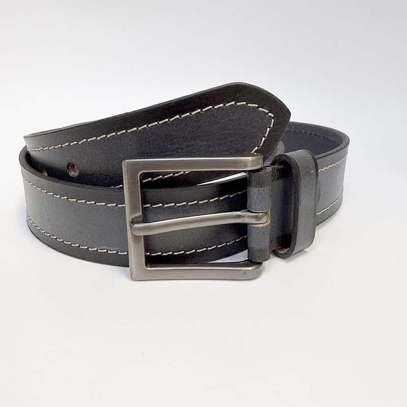 Pánský pásek COMBO Leather šedo-černý s monogramem | Tvujoriginal.cz