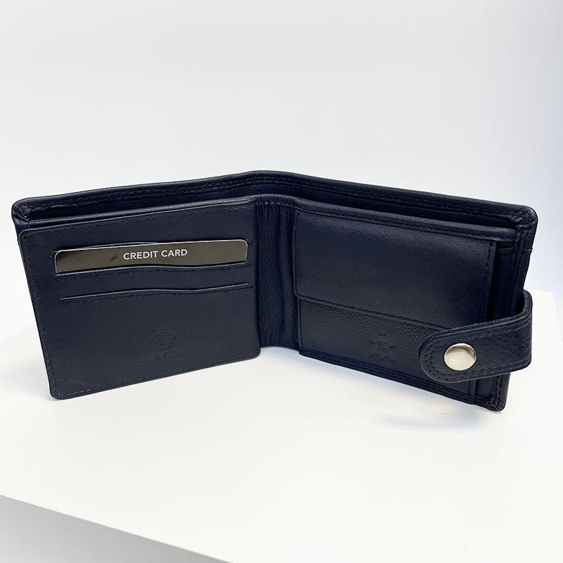 Tmavě navy modrá pánská kožená peněženka BEORIGINAL s monogramem a RFID ochranou