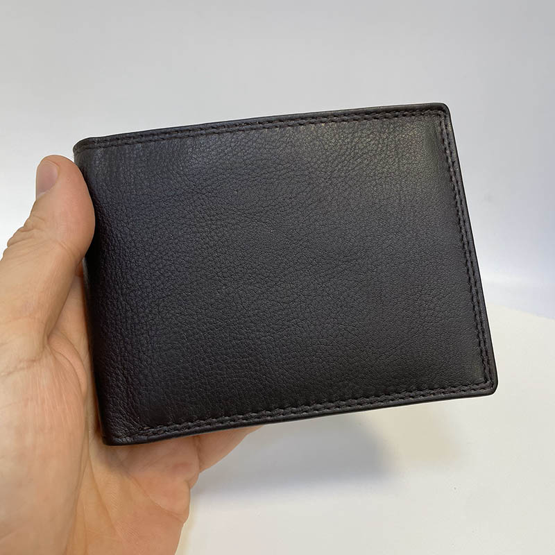 Klasická pánská hnědá kožená peněženka s monogramem | Pravá kůže, ruční šití