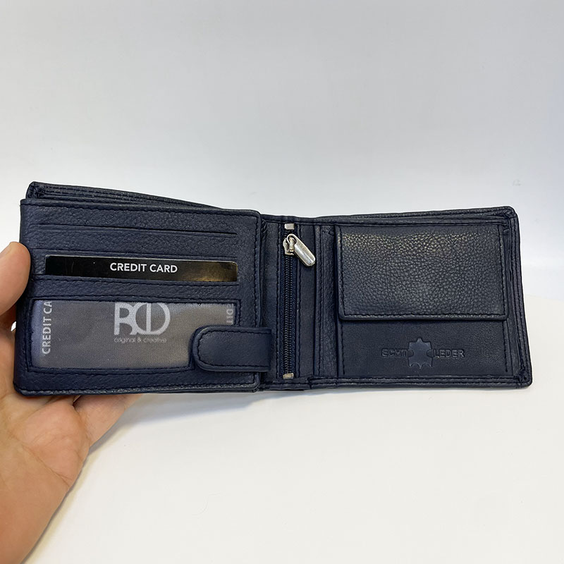 Modrá pánská kožená peněženka BEORIGINAL s monogramem, textem nebo fotkou