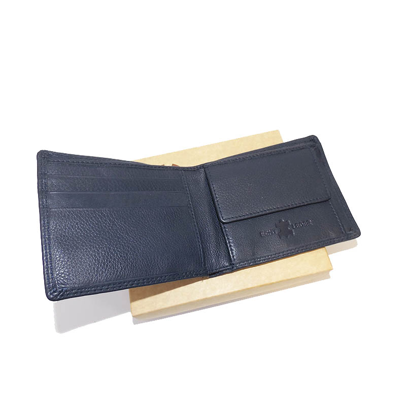 Slim modrá kožená peněženka s osobním monogramem | BEORIGINAL