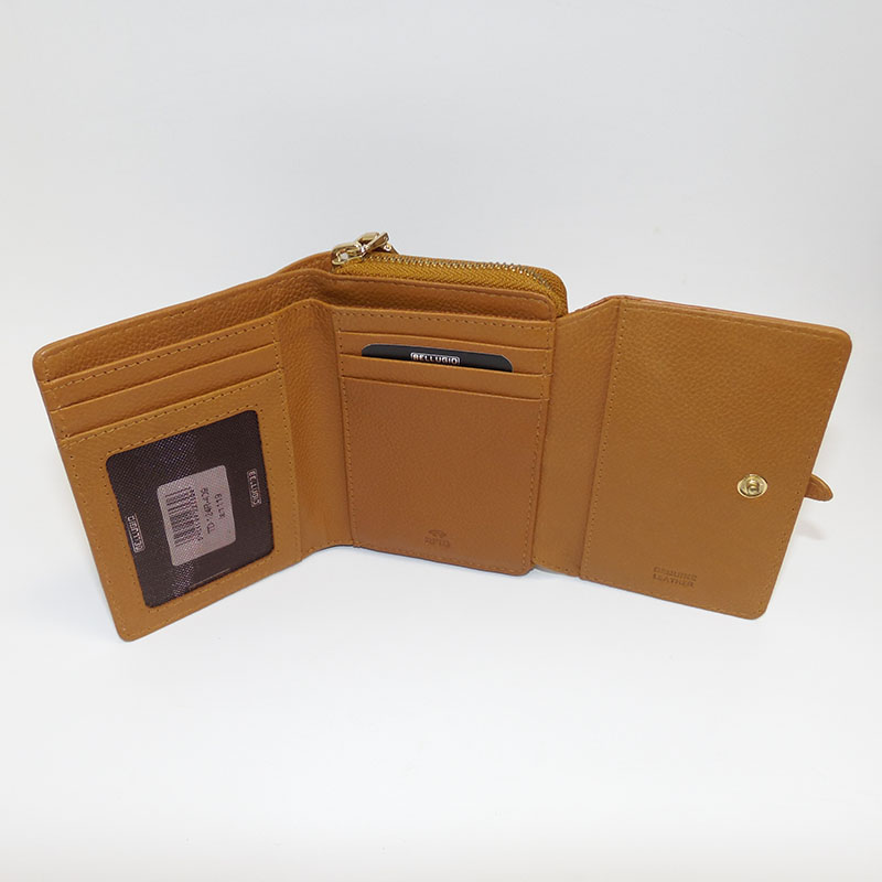 Malá dámská kožená peněženka s RFID ochranou, monogramem a fotkou – BELLUGIO LEATHER