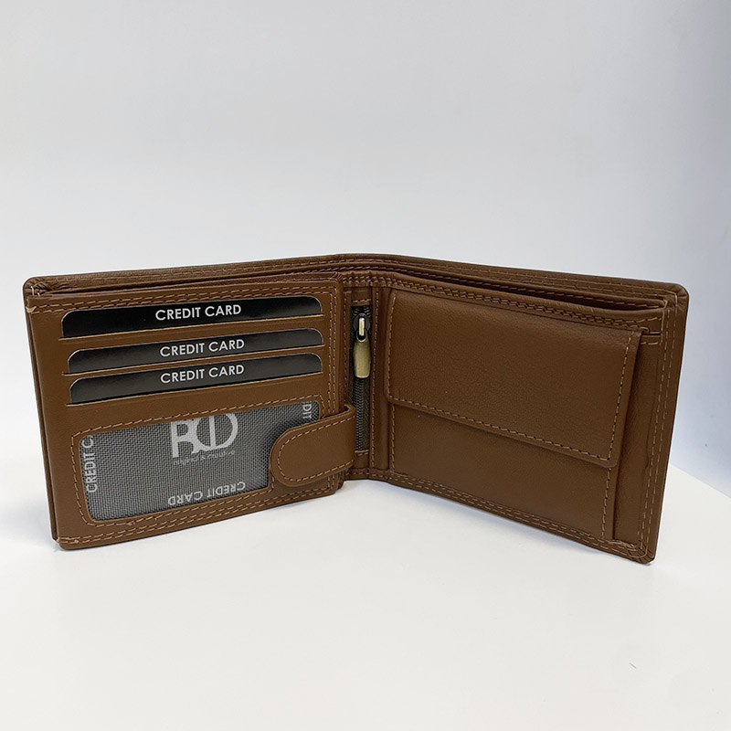 Pánská kožená peněženka BEORIGINAL Leather SOFT hnědá s RFID ochranou a monogramem | Měkčená pravá kůže