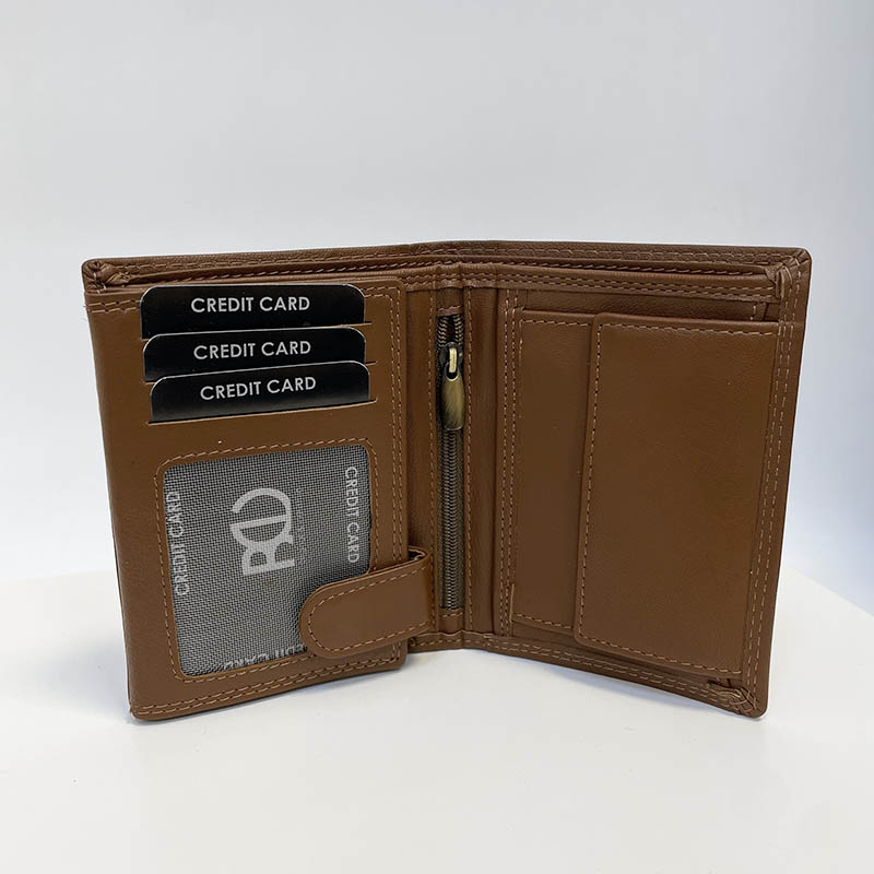 Pánská kožená peněženka BEORIGINAL Leather SOFT hnědá na výšku bez zapínání | RFID ochrana a monogram