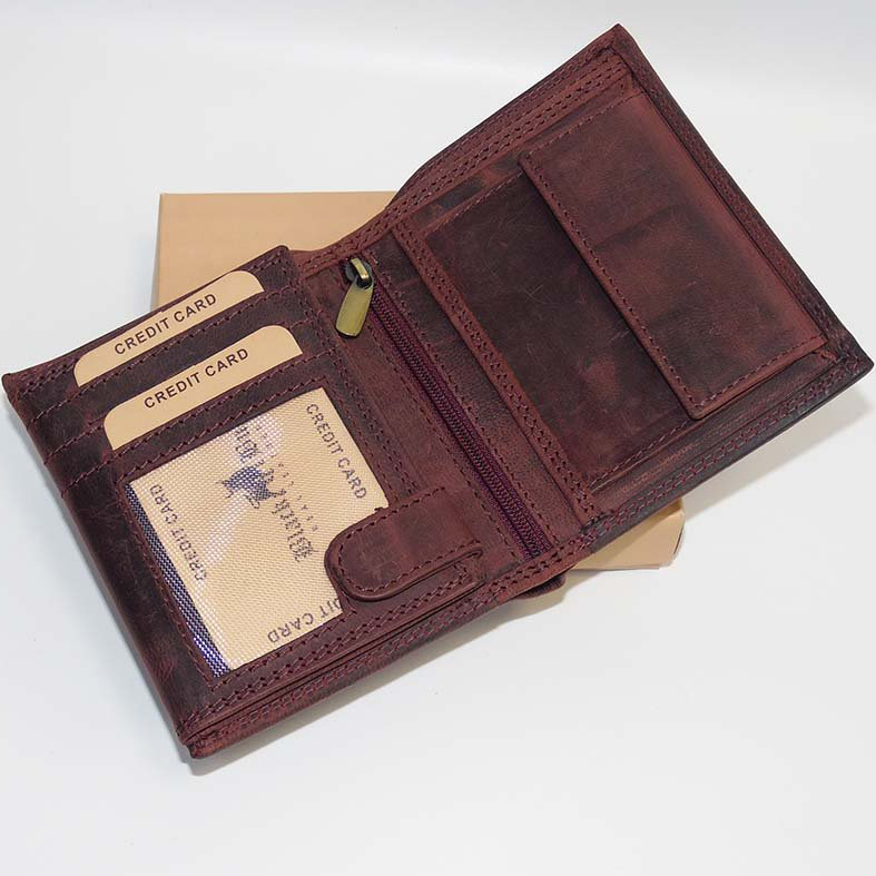 Pánská bordó kožená peněženka GURU Leather s monogramem, textem a fotkou