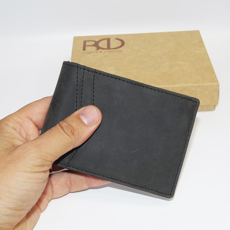 Černá kožená dolarovka s fotkou, textem nebo monogramem | BEORIGINAL