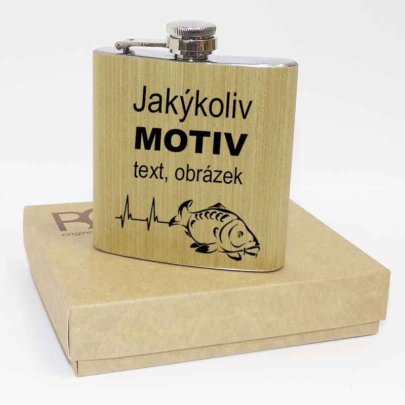 Světle dřevěná placatka 180ml s nerezovým vnitřkem – personalizovaná BEORIGINAL
